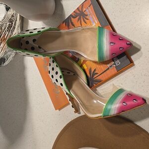 Watermelon Pointed Toe Pumps